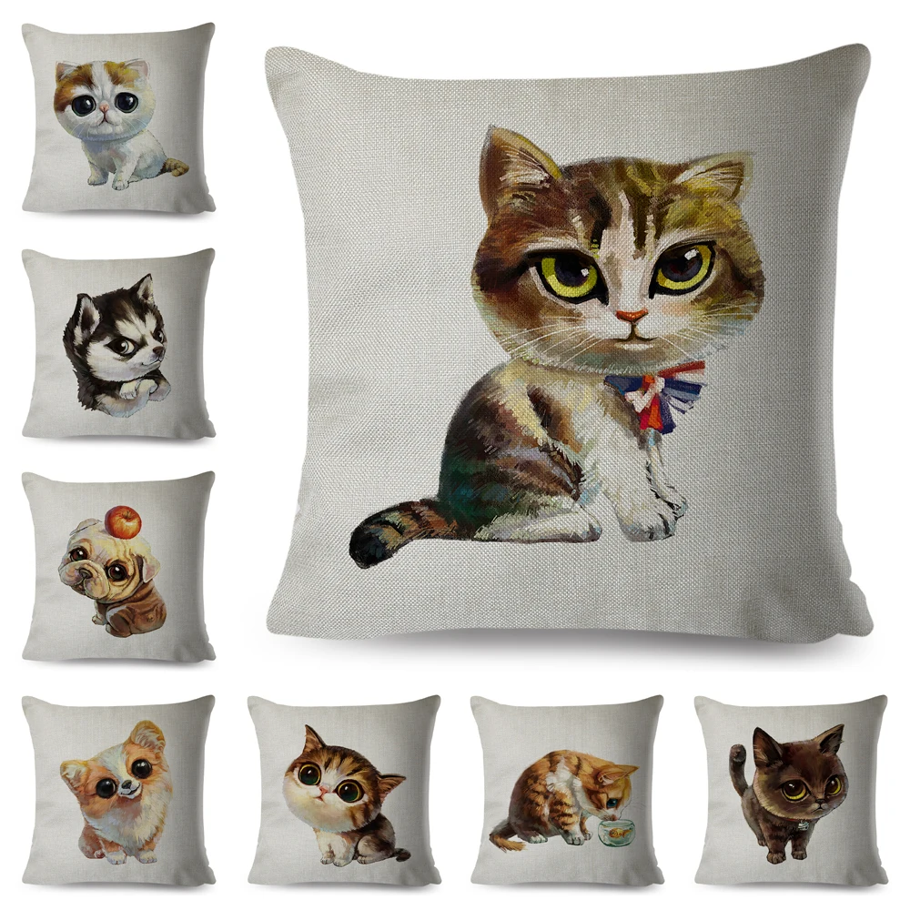 

Милый чехол для подушки с мультяшным котом, декоративный чехол для дивана, домашняя детская комната, чехол для подушки из полиэстера