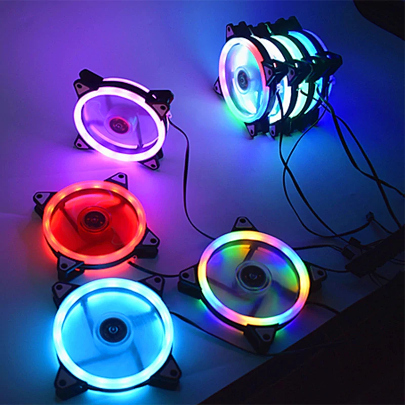 

23db Mute Computer Case Fan 1500 Rpm 20000h Radiator Cooler Colorful 15led Cooling Fan Pc Fans 12cm Dc12v High-quality