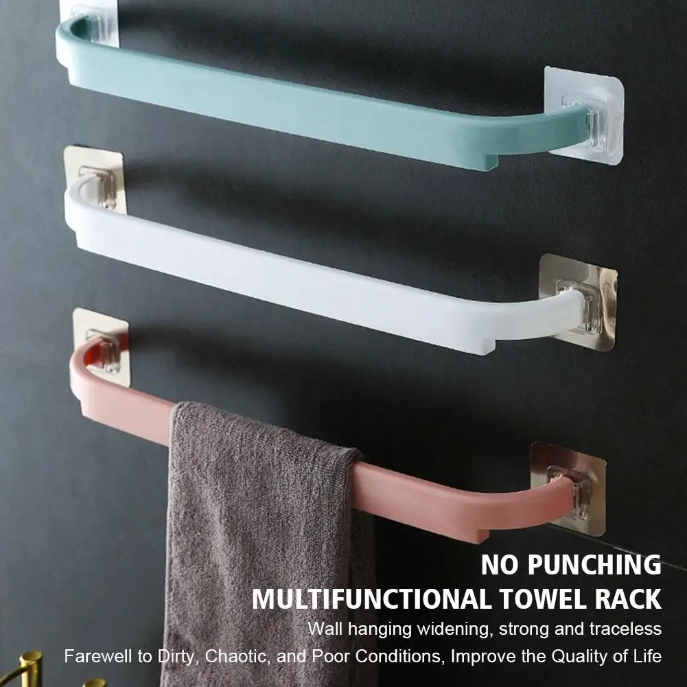 

Self Adhesive Towel Rail Rack Towel Holder Bathroom No Drilling Kitchen Wall Hanging Bathroom Hardware For Home Bath Rack 1 T8W4