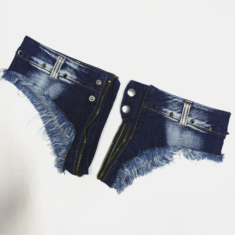 

2023 New Blue Sexy Low Waist Zipper Denim Jeans Shorts Feminino Nightclub