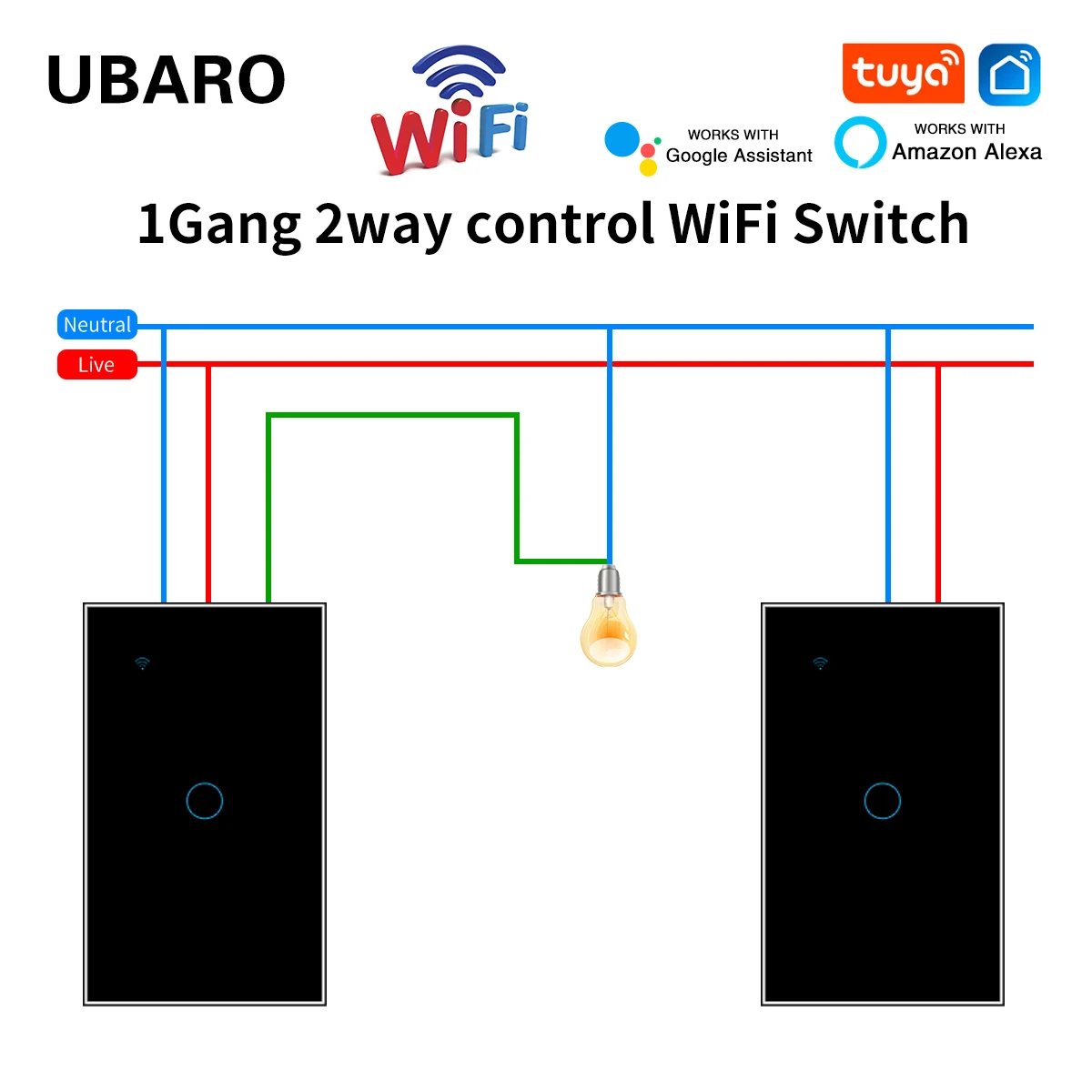 UBARO 2Way Американский Стандарт Закаленное Стекло Wi-Fi Настенная Панель