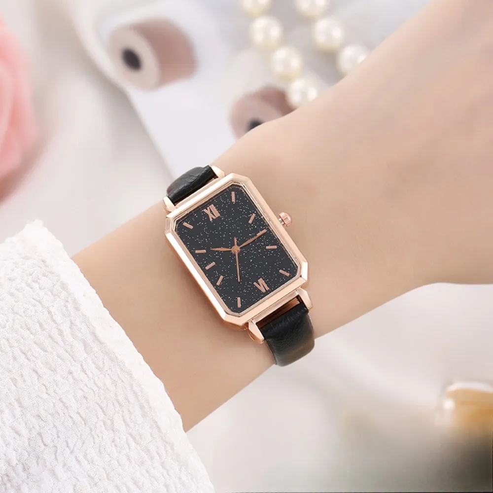 Женские часы Квадратные женские кварцевые с браслетом и простым сетчатым