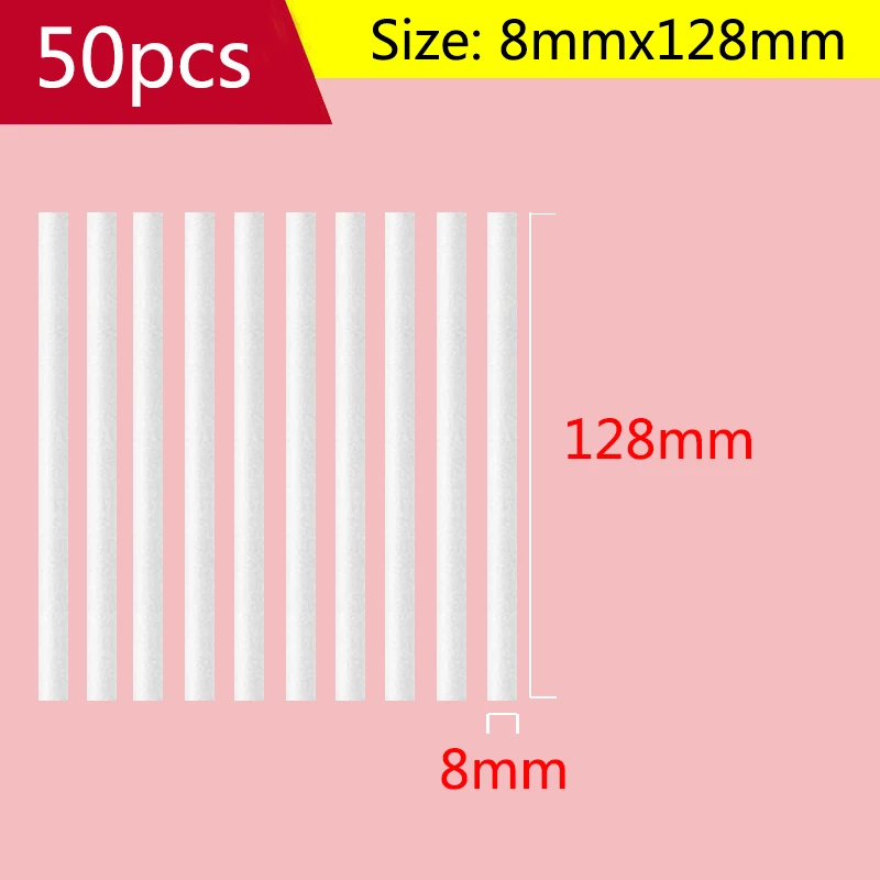 

8mmx128mm 50pcs Air Humidifier Aroma Diffuser Replacement High Quality Water Absorbing Cotton Swab Filters Universal Cuttable