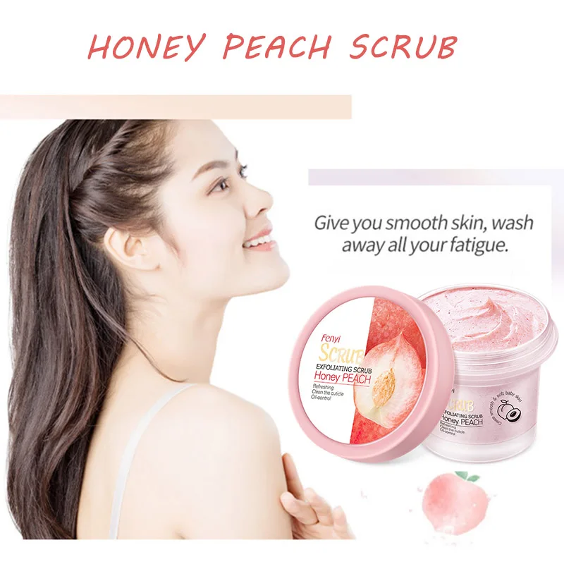 

Honey Peach Face Body Scrub Moisturizing Whitening Exfoliating Skin Care Oil Control Cleansing Smoothing Body Wash Scrub Salt