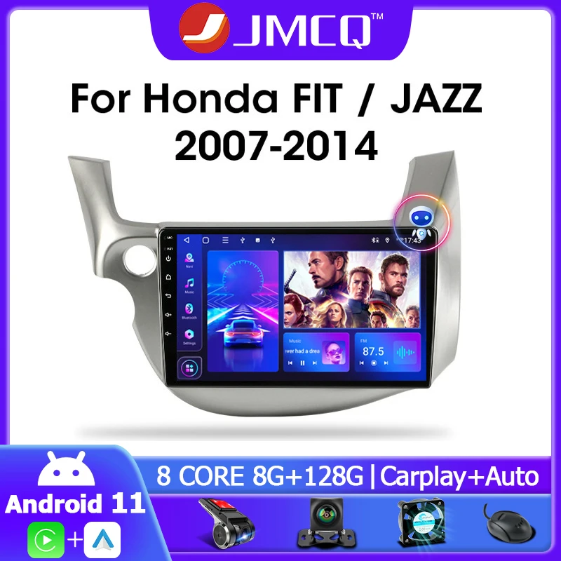 JMCQ 2 din Android 11,0 Auto Radio Für HONDA FIT JAZZ 2007-2013 Multimedia Video Player Spiegel