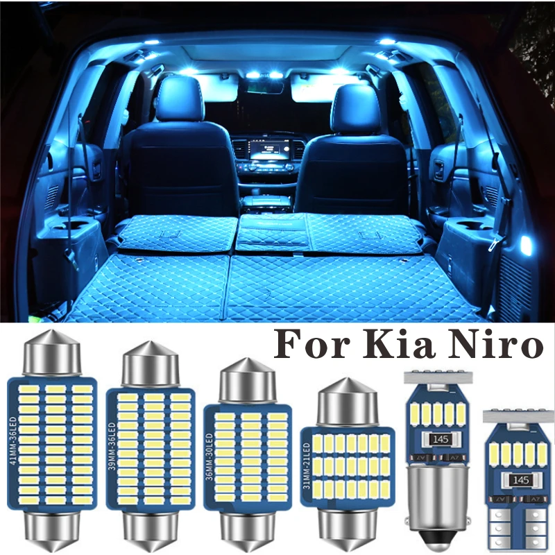

8pcs car interior LED door welcome light map dome trunk light laser ambient light kit for Niro Kia para 2017, 2018, 2019, 2020