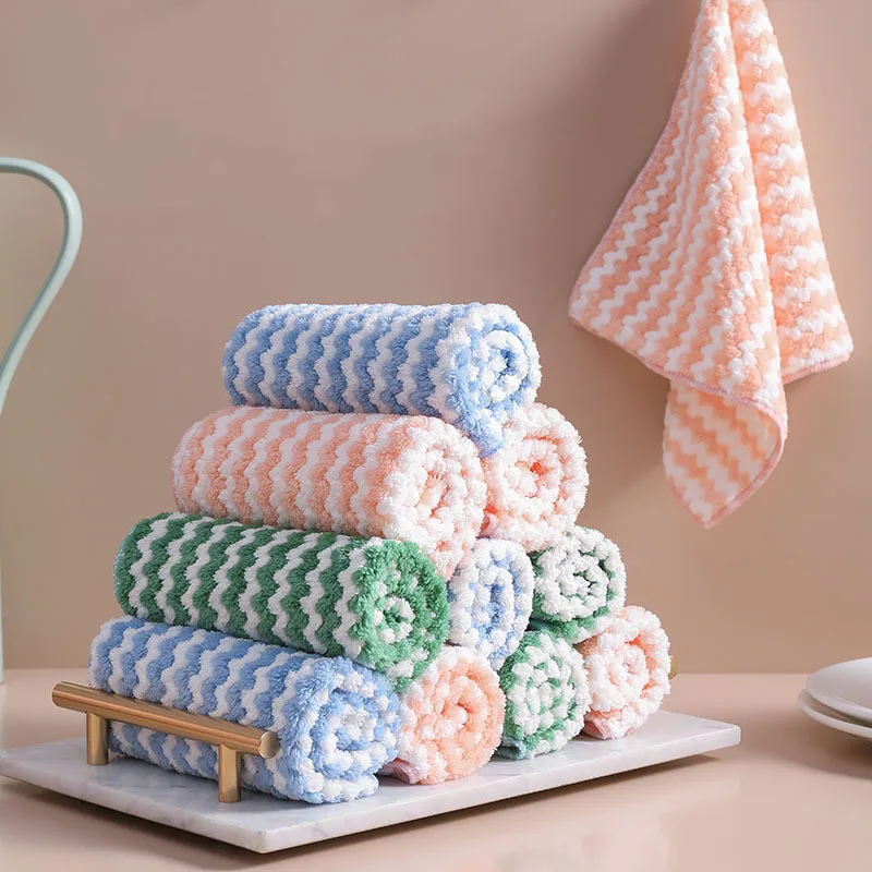2022 Thickened Dish Cloth Super Absorbent Non-Stick Oil No Shedding Microfiber Kitchen Daily Dish Towel Household Cleaning Towel