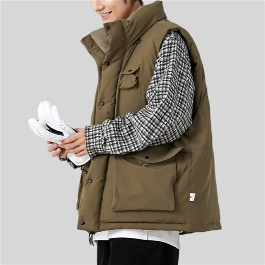 Зимний жилет-карго-пуховик мужская утепленная теплая куртка без рукавов