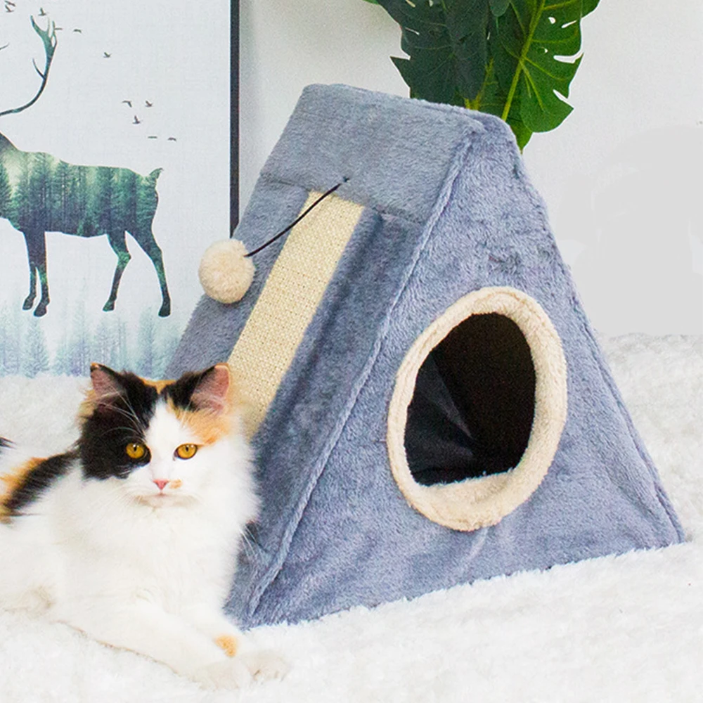 

Soft Cat Bed Deep Sleep House Dog Cat Winter House Removable Cushion Enclosed Pet Tent For Kittens Puppy Supplies
