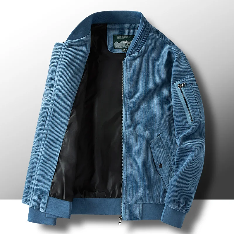 

Autumn Winter Jacket Men's Coat Corduroy Military Jackets Casual Fashion O-neck Multi-pockets Zipper Jacket Outerwear Coats