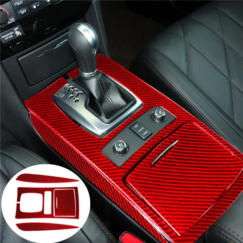 

For Infiniti FX 2009-2013 QX70 2014-2017 Car Steering Wheel Gear Water Cup Panel Trim Cover Red Carbon Fiber Sticker Accessories