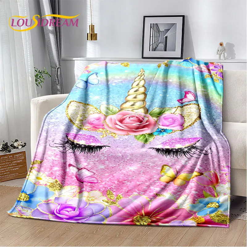 

3D Cartoon Cute Unicorn Soft Plush Blanket,Flannel Blanket Children Throw Blanket for Living Room Bedroom Bed Sofa Picnic Cover