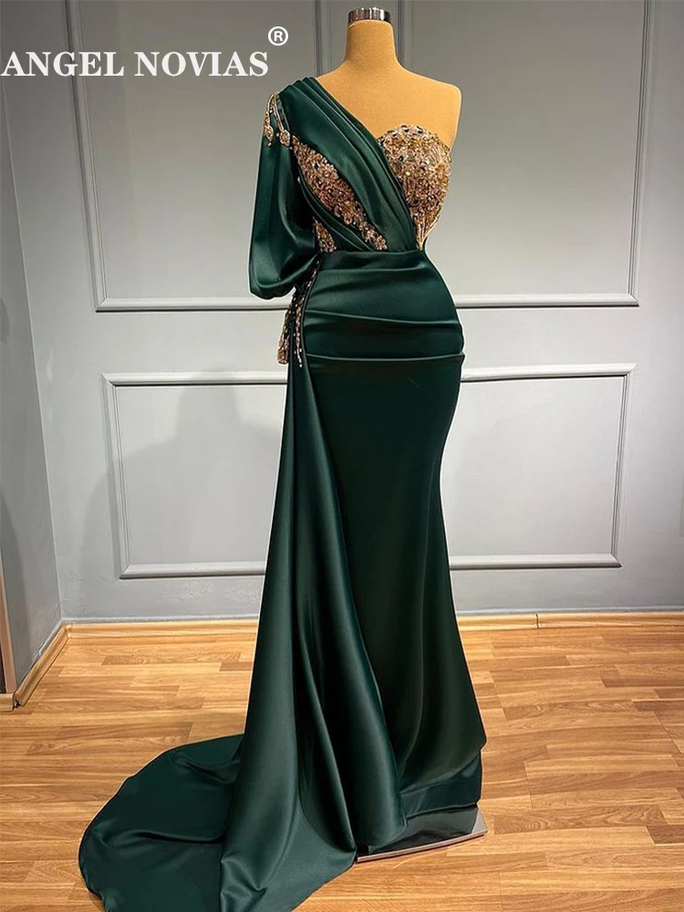 

Long Sleeves Muslim Green Evening Dresses 2023 Mermaid Arabic with Beadings Formal Vestidos De Mujer Elegantes Para Fiesta 2022