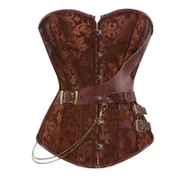 antique style steampunk womens corset row of buttons plus size brown s 6xl