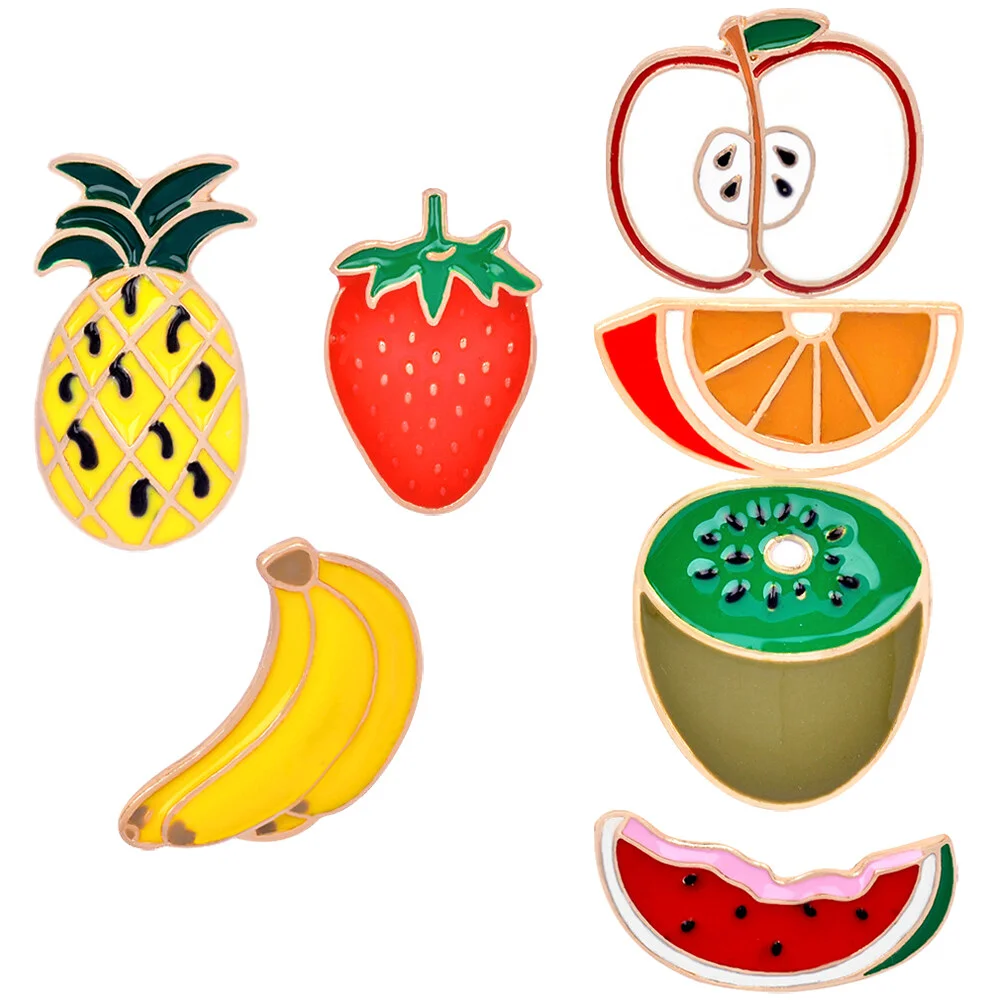 

7 Pcs Artificial Fruits Accessories Brooch Women Pineapple Fashion Alloy Brooches Shape Badges Miss