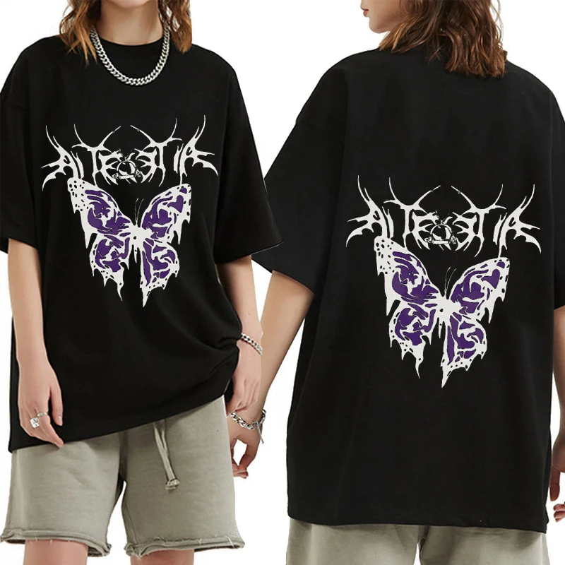 

Oversized T-Shirt Women Cotton Unisex Short-sleeved T-shirts Streetwear Vintage Clothes Punk Butterfly Harajuku Anime T Shirt