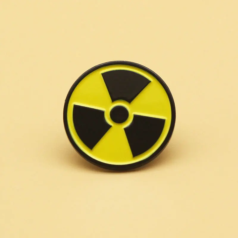 

XM-funny Radiation Logo Badge Backpack Denim Clothing Accessories Creative Metal Brooch Anime Brooch