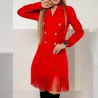 sexy womens double breasted slim fit tassled suit jacket dress for autumn and winter 2020 office lady mini black tassel dress