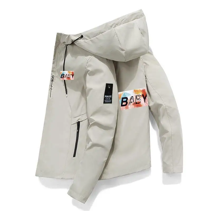 Мужской демисезонный брендовый ветрозащитный плащ с капюшоном 2024