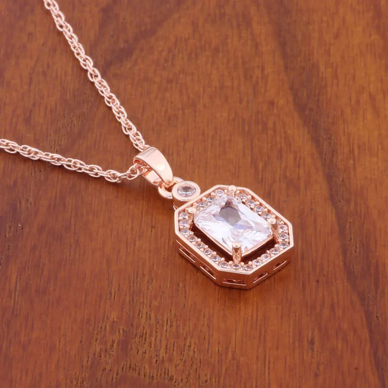 Новый модный квадратный кулон и ожерелье из натурального циркона для женщин цвет