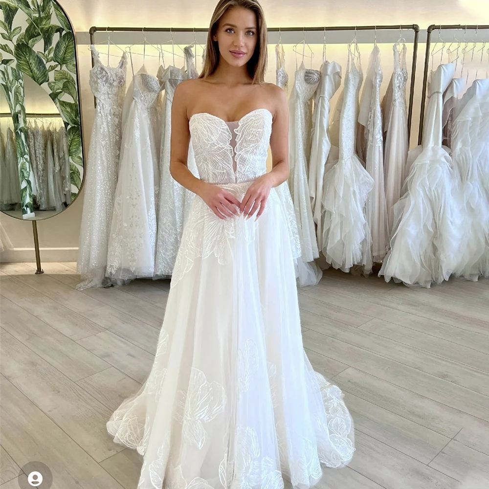 

Sweetheart Wedding Dress For Women Brides A-Line Sleeveless Custom Made Bridal Gowns Corset Back Robe De Mariee Civic Country