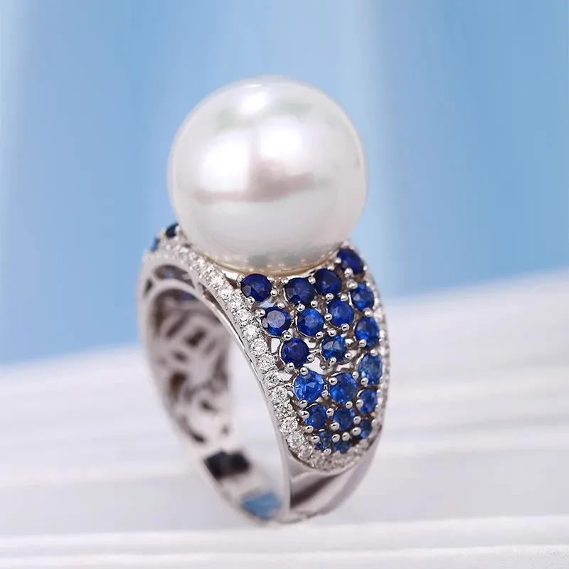 

Solid S925 Sterling Silver Pure Pearl Gemstone Open Ring for Women Fine Wedding Bands Natural Pearl Jewellry Ring Box Females