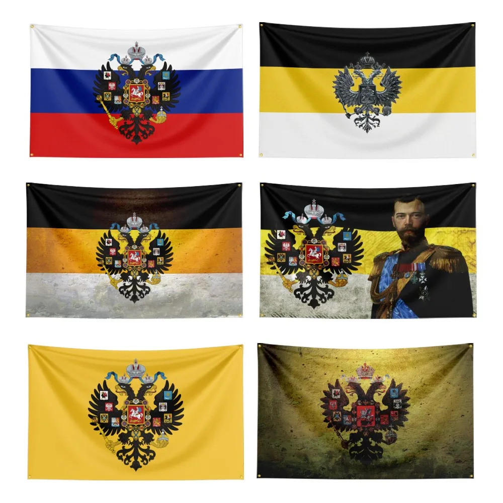 

3x5 Ft Russia Imperial Flag Polyester Digital Printed Black Yellow White Banner