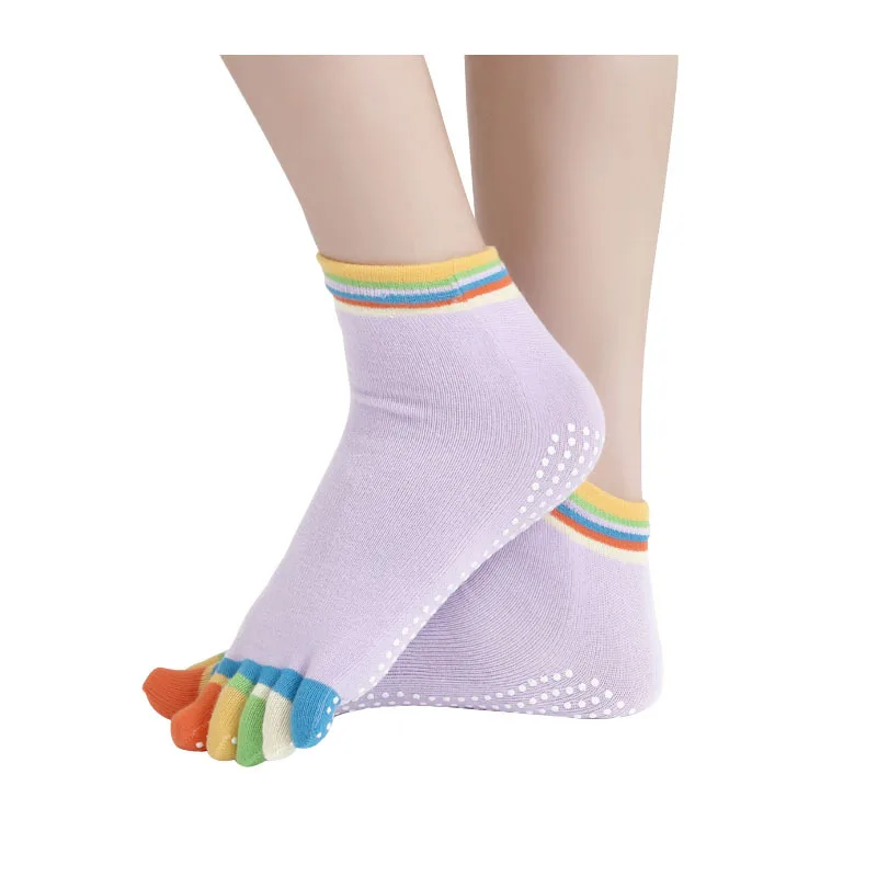Colorful Women Yoga Socks Non-Slip Ladies Dance Socks Cotton Healthy Sports Five-toed Socks