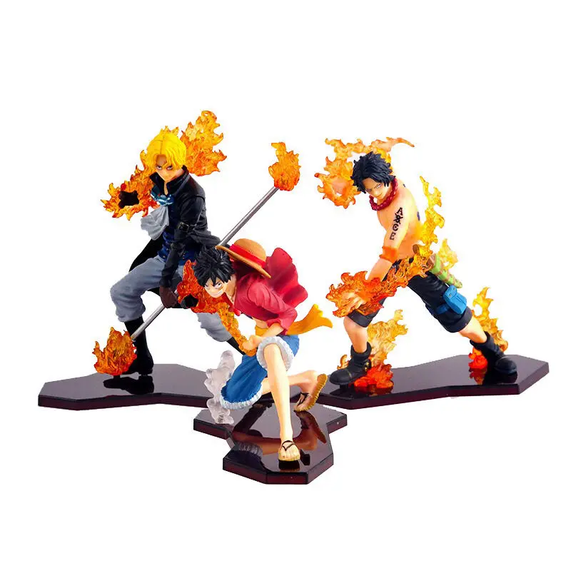 

One Piece Anime Figure Running Model Monkey D Luffy Portgas Ace Sabo Backpack Three Brothers PVC Action Dolls Collectible Model