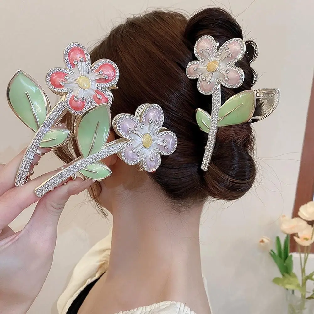 

Heardress For Girls Rhinestone Dripping Oil Ponytail Holder Korean Hairgrip Crystal Shark Clip Women Hair Clip Flower Hair Claw