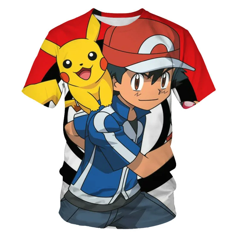 

Pokemon T Shirts Teens Pikachu Cosplay Mew 3D Cartoon Printed Tops Anime Figure Tees Short Sleeve Shirts Streetwear Clothes