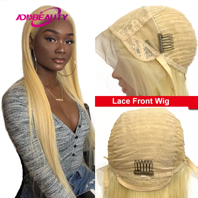 Addbeauty Straight Blonde Lace Front Wig Human Hair 4x4 5x5 HD Lace Closure Wig 13x4 13x6 Lace Frontal Wigs Natural Hairline 613