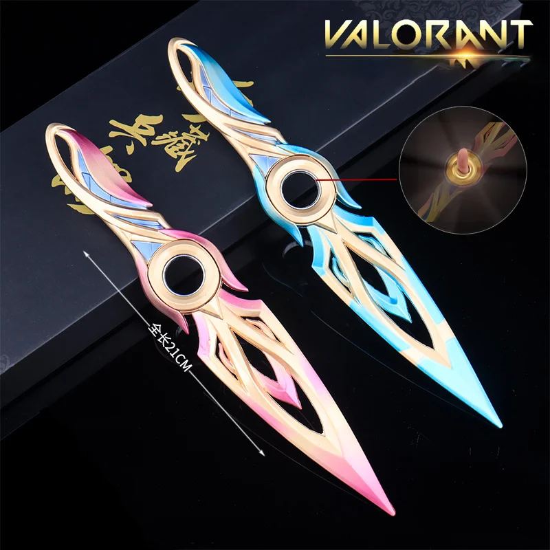 Фото 21 см Valorant Mystbloom Kunai вращающийся Чемпион Kunai металлическая модель игры меч для ближнего боя фигурка нож игрушка подарки для мальчиков №1