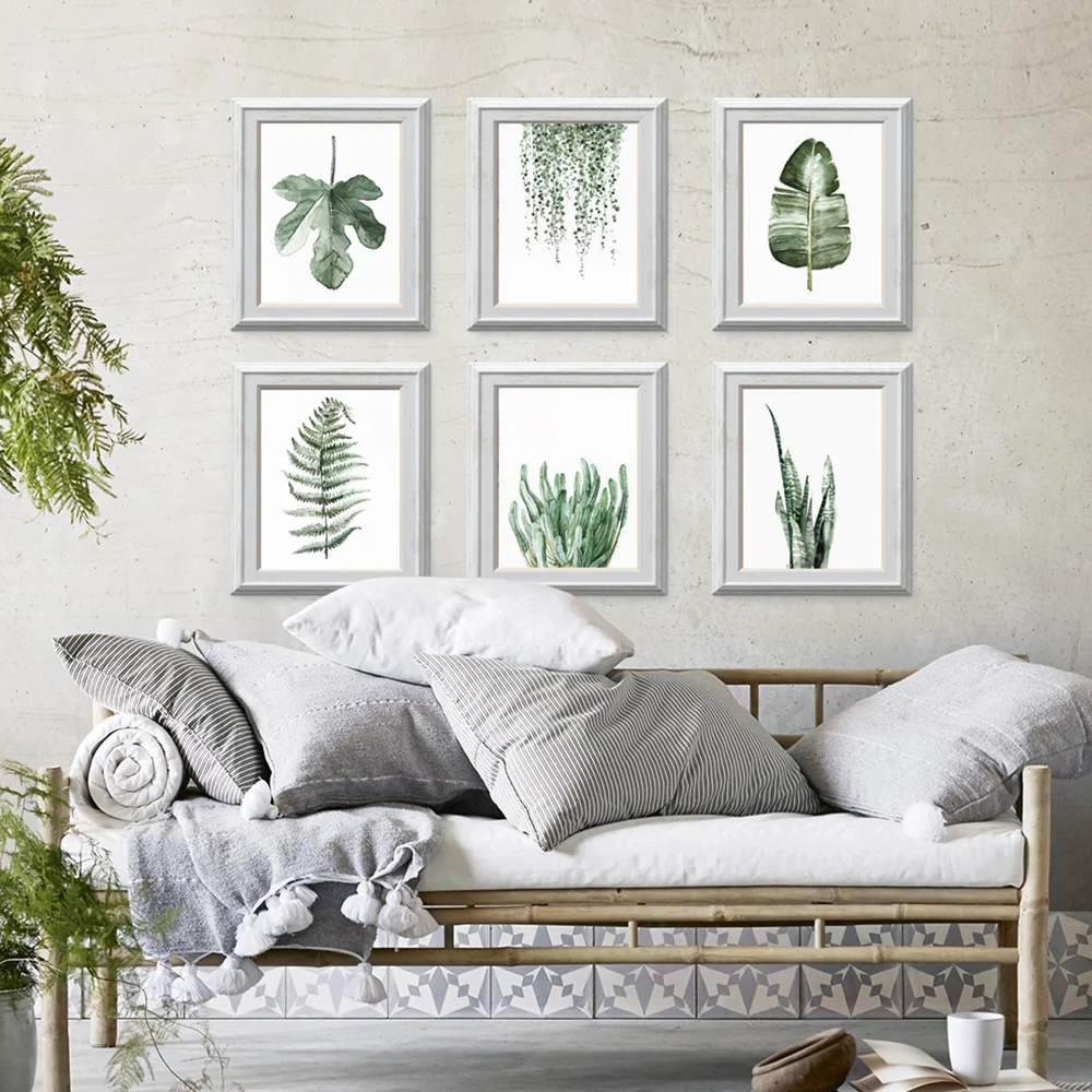 Растительные принты плакаты без рамки декор для гостиной набор из 6 картин на