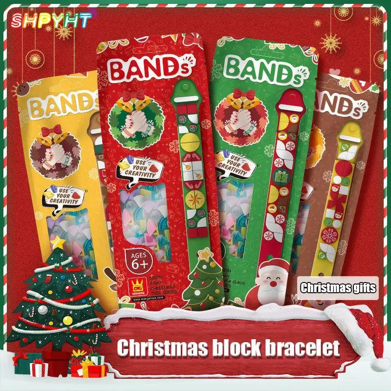 

Creative DIY Dots Bricks Kids Bracelet Wristband Adjustable Length Educational Building Blocks Toys For Girls Christmas Gifts