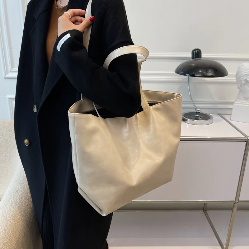 Shopping Bag New Simple Fashion Shoulder Bag Trend Foreign Style Satchel Bag Vintage Zipper Pocket Tote Bag Bolsos Para Mujer