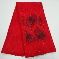 nigerian lace fabric 2022 high quality embroidery african red stones tulle latest france guipure net 5yard for sewing clothes
