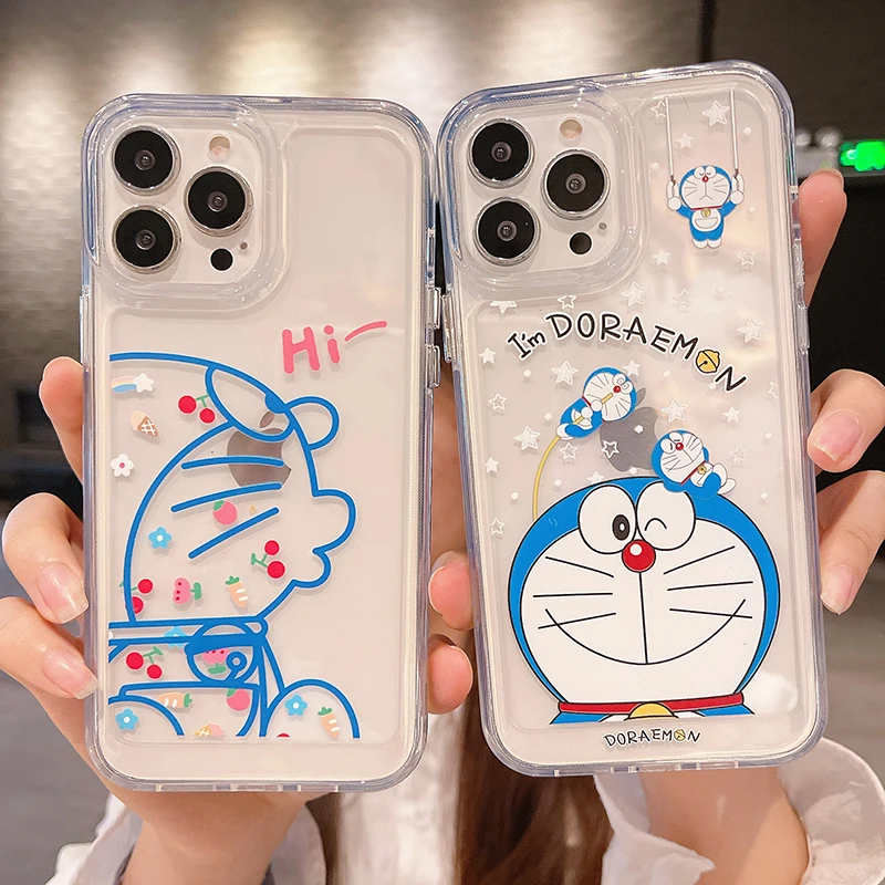 

Bandai Cute Anime Doraemon Phone Case for iPhone 11 12 13 Pro Max 8 7 6 6S Plus X 5 XR XS Cover