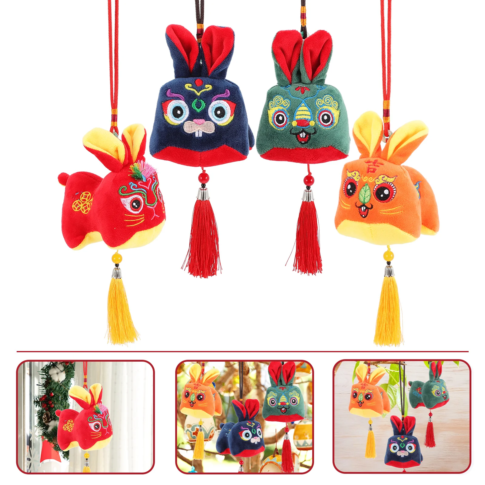 

Китайский кролик с наполнителем в год, новинка, анимационный талисман, подвесные животные, подарок на весенний фестиваль, подарок, статуэтк...