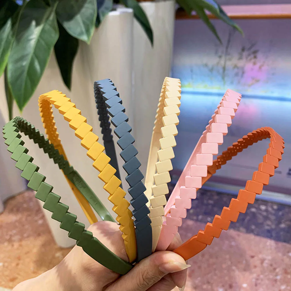 

New Korean Style Sweet Geometric Shaped Acrylic Plastic Headband Women Girls Matt Solid Color Hairband Simple Hair Clip Hoop