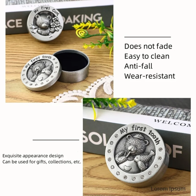 Детская винтажная металлическая коллекционная коробка с лиственным зубом