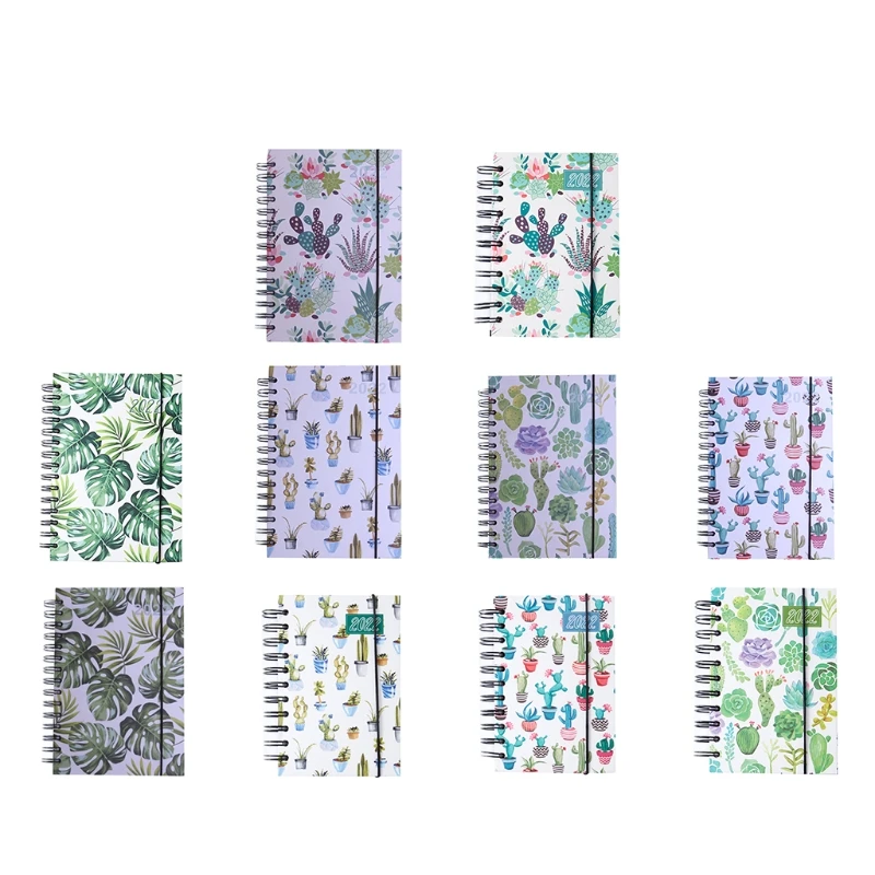 

2022 Spiral Planner Schedule A5/A6 Hardcover Journal One Page/Day Dated Page with Hourly Timetable Elastic Strap Lock