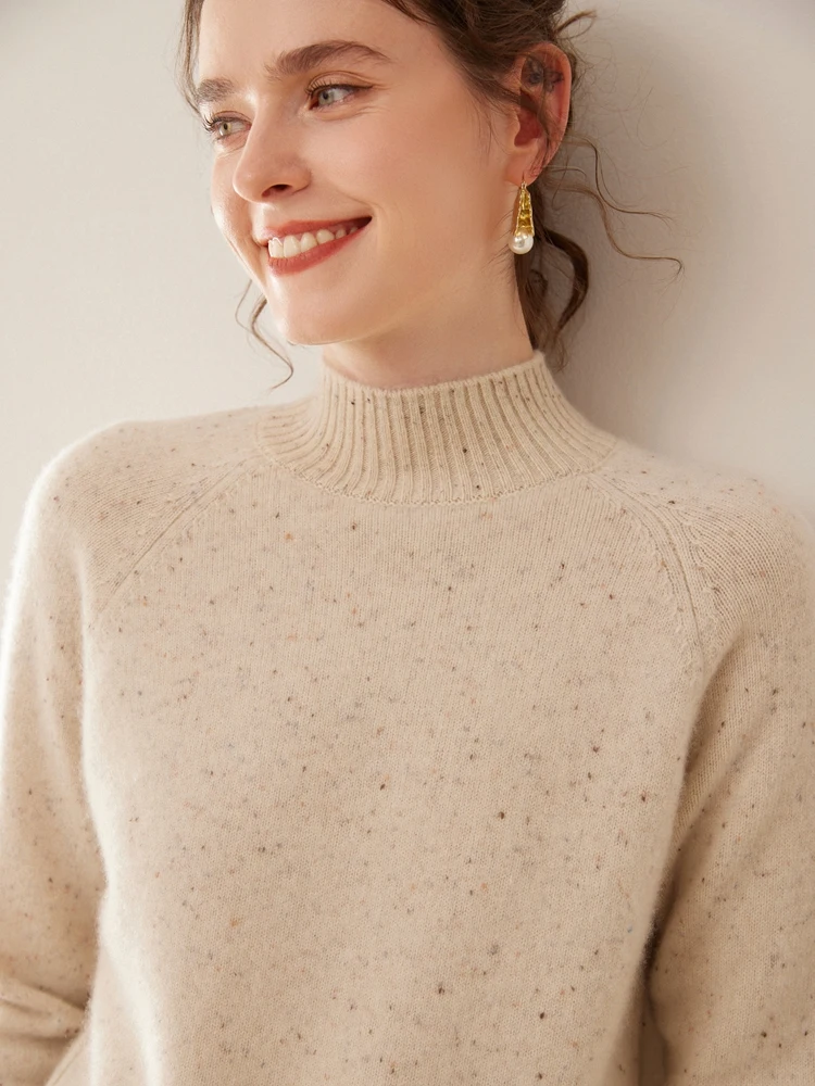 Осень 2024 новый кашемировый свитер с полувысоким воротником женский двухниточный