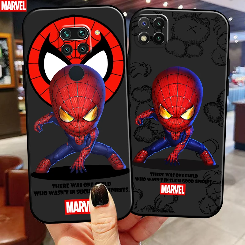 

Marvel Cartoon Iron Man Spiderman For Xiaomi Redmi Note 9 Pro Max 9T 5G Phone Case Silicone Cover Funda Liquid Silicon Soft
