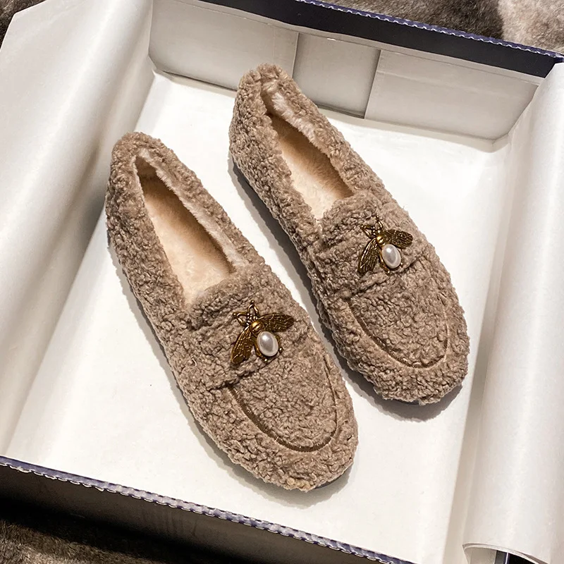 

Winter Women's Shoes Plus Warm Snow Boots Stylish Designer Flat Shoe Party and Comfort Work Luxury Cotton Shoes Ladies Shoes