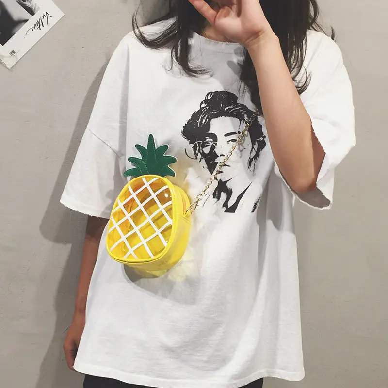 

Women Fashion Personality PVC Transparent Jelly Pineapple Bag One Shoulder Messenger Woman Bag Small Flap Crossbody Bags