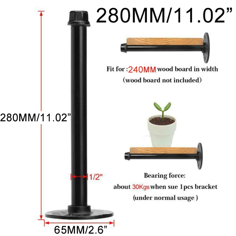 

Wall Storage Shelf Holder Brackets Book Shelving Industrial Steampunk Iron Pipe For Industrial Furniture Home Decoration