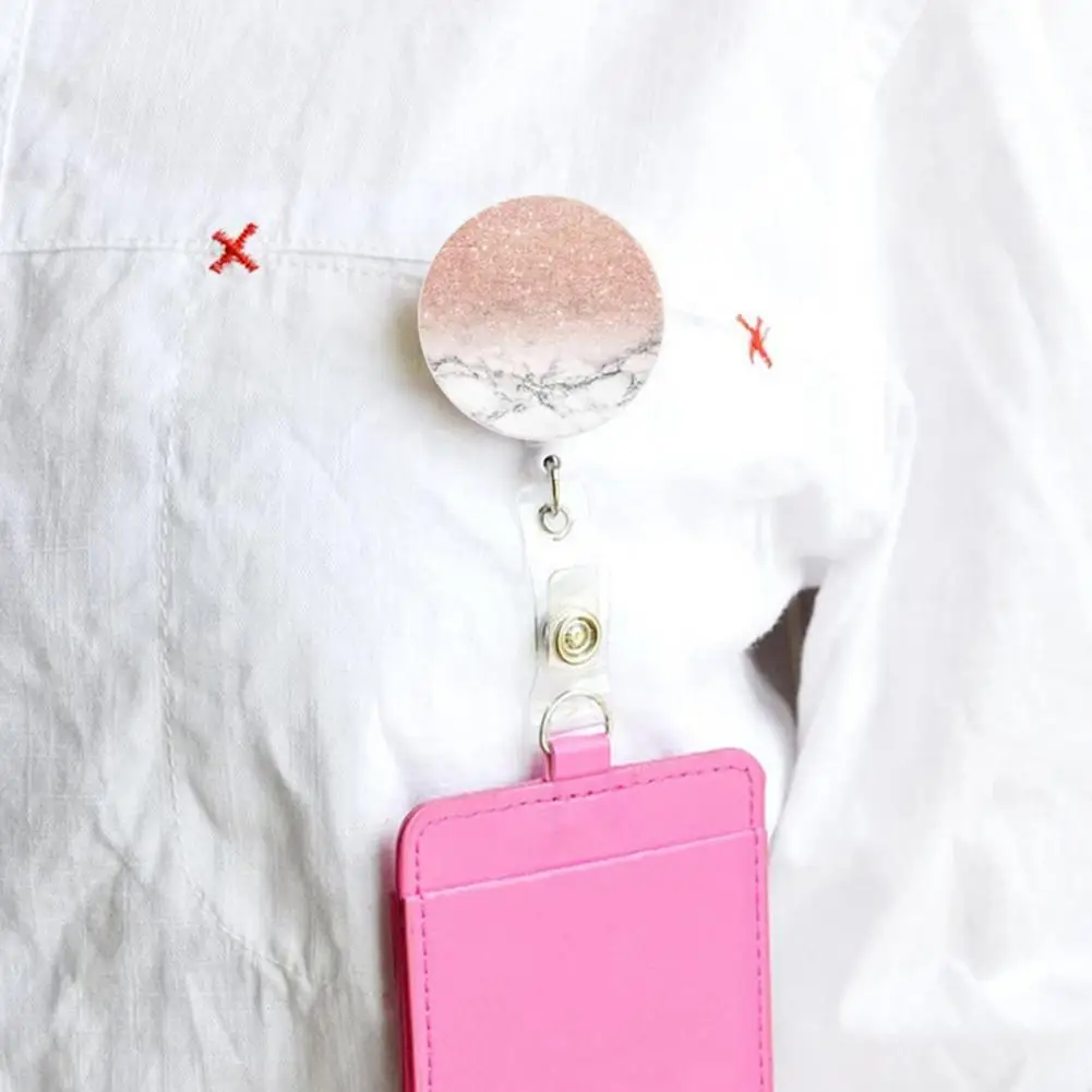 

Badge Reel Chic Lightweight Lustrous Office Workers Glitter Retractable Badge Holder for Volunteers ID Tag Clip Badge Clip