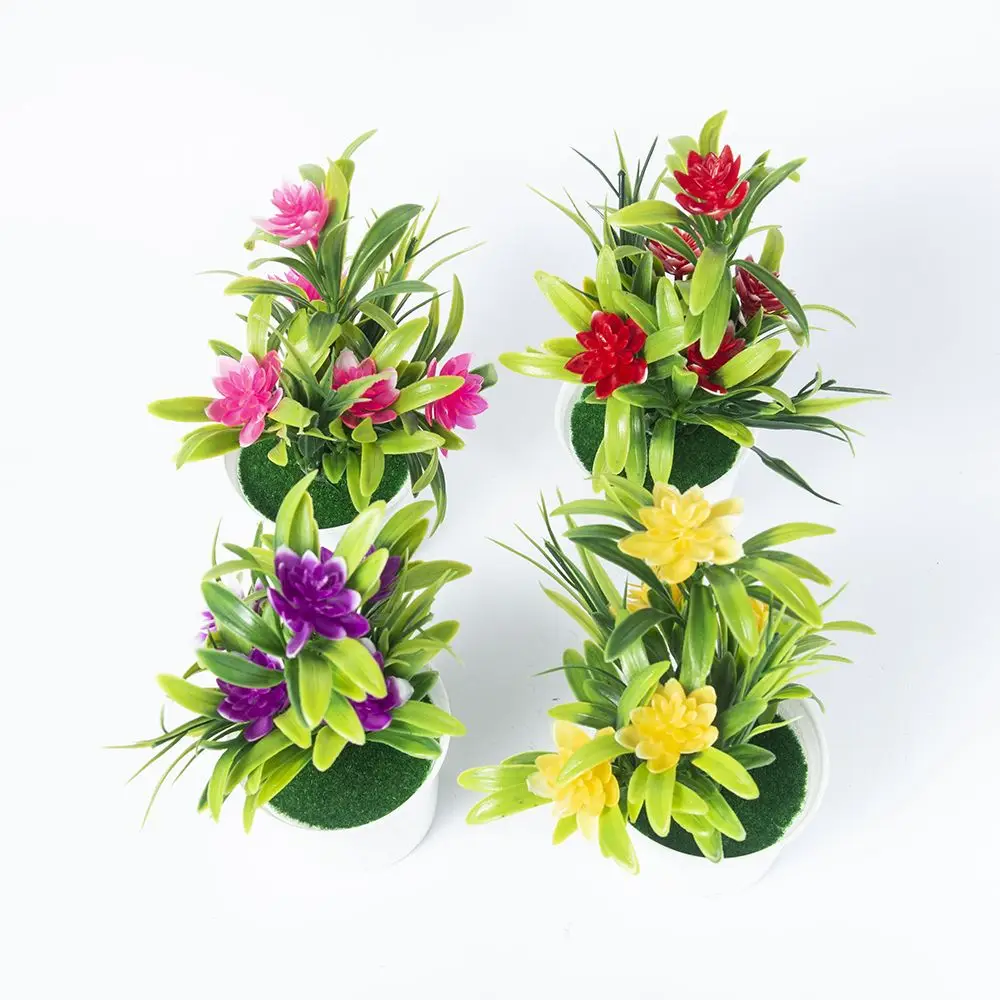 Искусственные растения бонсай маленькие деревья горшочные лотос цветы