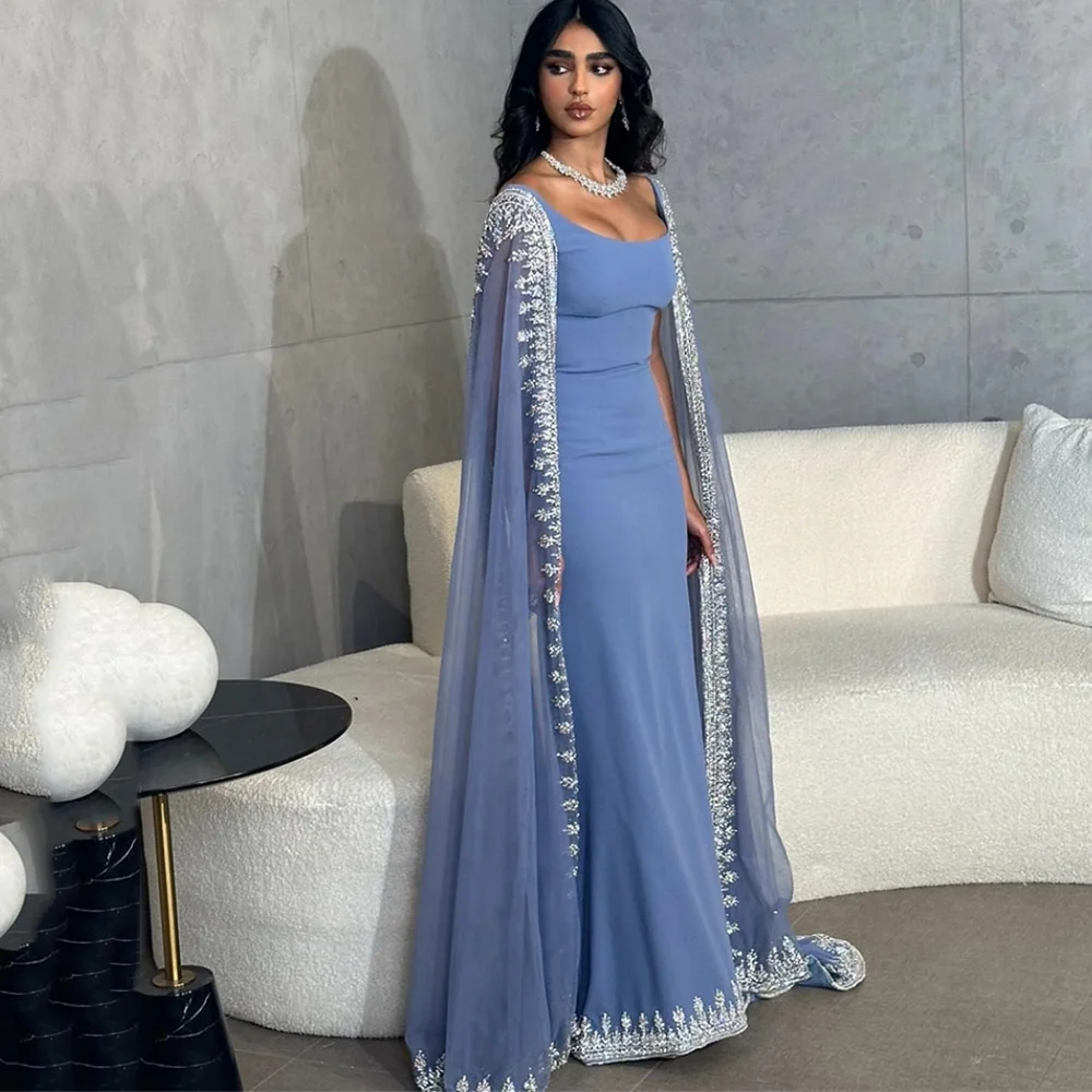 

Vintage Backless Prom Gown Middle Eastern Dress Square Collar Evening Dress Sheath Celebrity Banquet Dress فساتين سهرة فخمه